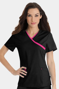 9406 Contrast Tipped Surplice Top (Discontinued)