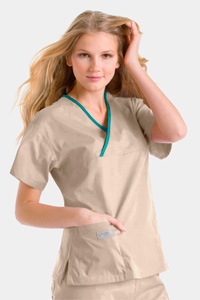 9501 Classic Crossover Contrast Trim Pullover Top (Discontinued)