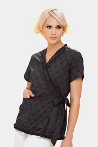 9543 Faux-Wrap Clip Dot Tunic (Discontinued)